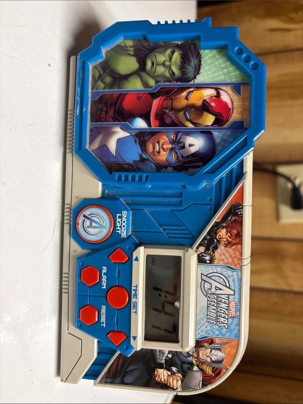 Marvel Avengers Blue Digital Alarm Clock with Character Panels